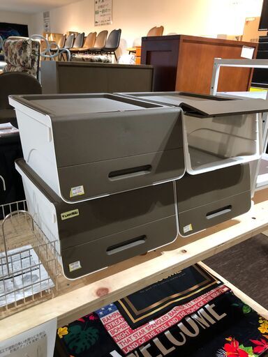 収納ボックス フタ付き 前開き 浅型　お得４個セット