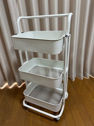 キッチンワゴン　ベビーワゴン　収納カート　スチール製　キャスター付き