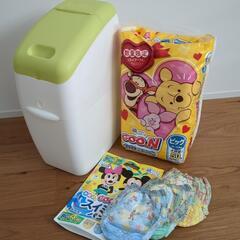 オムツ用ゴミ箱＋未開封オムツ ビッグ50枚＋おまけ水遊びオムツ3枚