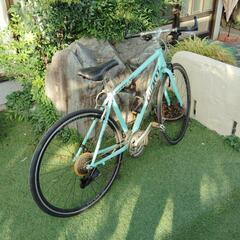 ビアンキカラーのクロスバイクの画像