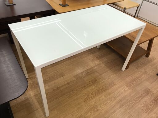 ★ジモティ割あり★  ガラステーブル ホワイト H72×W120×D60 クリーニング済み KJ6184