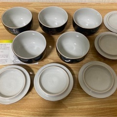 新品未使用品 九谷焼 青粒鉄仙 蓋付湯呑み 5客セットの画像