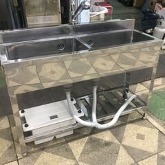 ２槽シンク　1200*450*800BG90*60　シングルレバ...