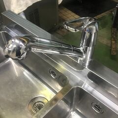 ２槽シンク　1200*450*800BG90*60　シングルレバー付き　グリストラップ付き　中古の画像