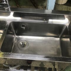 ２槽シンク　1200*450*800BG90*60　シングルレバー付き　グリストラップ付き　中古の画像