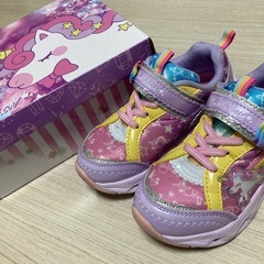 光る靴　シューズ18㎝　17㎝　ユニコーン　女の子　キッズ　スニーカー　美品　の画像