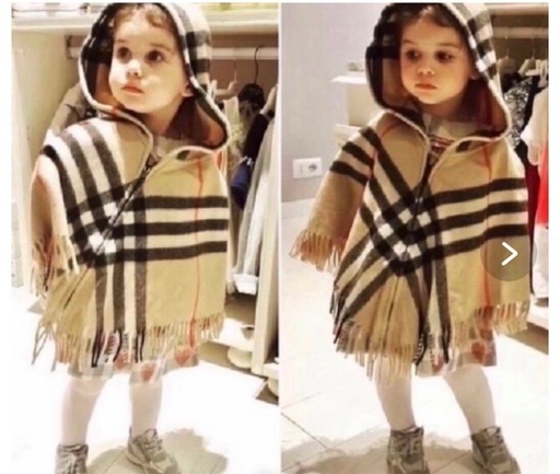 【未使用】バーバリー　チェック　ポンチョ　ベビー/キッズ