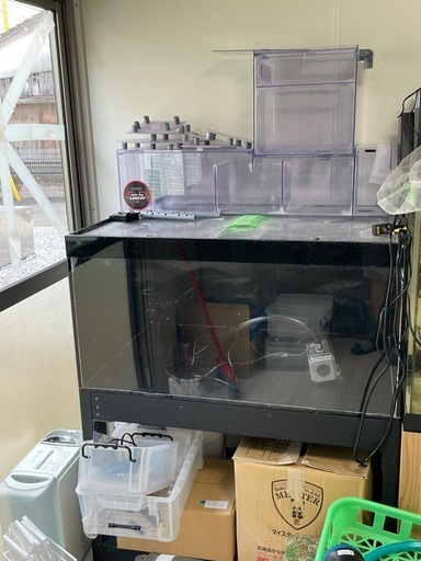アクリル水槽フルセット90×60×40 3面ブラック　上部フィルター、水中ポンプ付