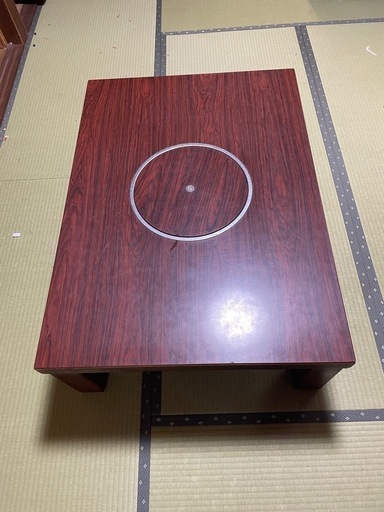 座卓　鍋用コンロ付き(都市ガス) 　木目調四本脚