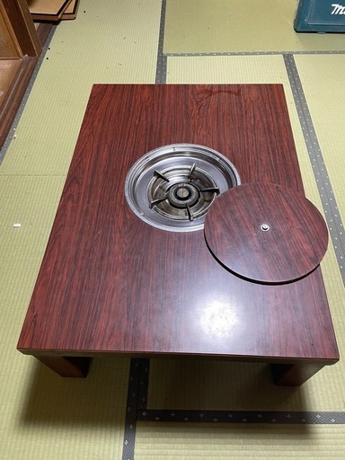 座卓　鍋用コンロ付き(都市ガス) 　木目調四本脚