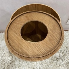 無印良品　ゴミ箱　丸型　木材の画像