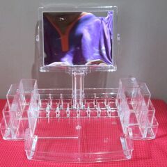 アクリル製卓上ミラー付き化粧品収納