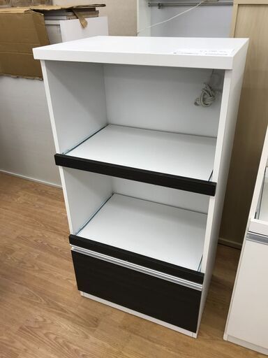 ★ジモティ割あり★  レンジ台 ホワイト、ブラウン H116×W59×D41 クリーニング済み KJ6200