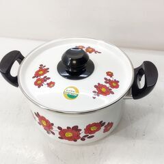 昭和レトロな両手鍋 ホーロー鍋 花柄 フラワー柄 ZOJIRUS...