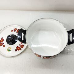 昭和レトロな両手鍋 ホーロー鍋 花柄 フラワー柄 ZOJIRUSHI 象印　/UJ-1045 北の画像