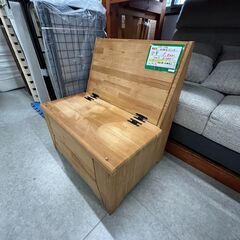 【ジ291】手作り1点物 収納付きベンチ 木製 (ma)