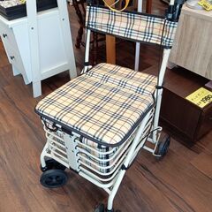 シルバーカー　座れる安心お買物カートDX　チェック　ベージュ　サ...