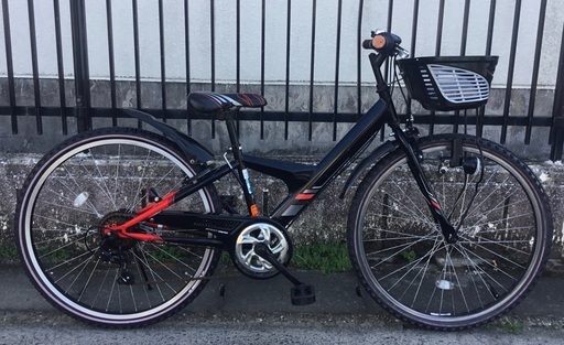 ＜整備・美品車＞ブリヂストン 26インチ・ジュニア自転車 LEDライト・ブラック シマノ外装6段変速・鍵付き