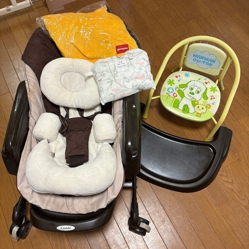 バラ売り⭕️　ネムリラAUTO スウィングラック(インナークッション付き)、わんわんウータン椅子、ミキハウスブランケット、エイデン＆アナイおくるみ
