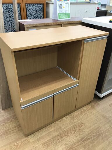 ★ジモティ割あり★ レンジ台　 ナチュラルブラウン  H90×W90×D40  クリーニング済み KJ6207