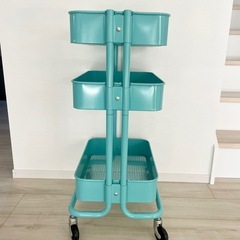 値下✨IKEAワゴン　ロースコグ　ターコイズの画像