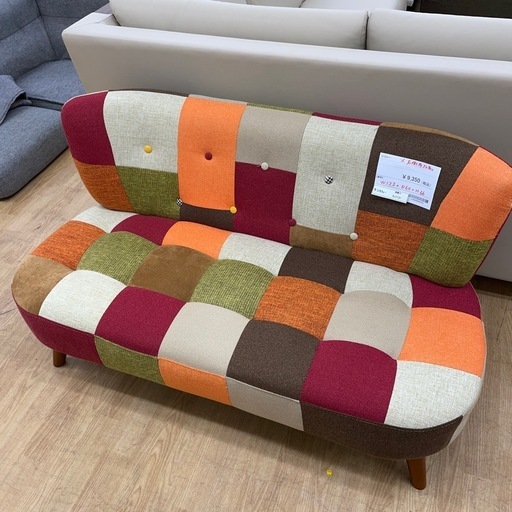 ★ジモティ割あり★  パッチワーク調　ソファ　クリーニング済み SJ7131