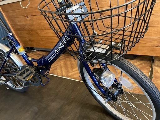 【チェーン新品！ LEDオートライト】6段変速　20インチ折りたたみ自転車　ネイビー