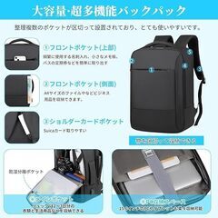 リュック ビジネスリュック メンズ 大容量 防水【2024モデル】ビジネスバッグ リュック 3way バッグ ビジネス 15.6インチ PC リュックサック 耐衝撃 防汚性 通気性 USB充電ポート 止水ファスナー 多機能ポケット おしゃれ 人気 ビジネスリュック バックパック リュック メンズ 通勤 通学 旅行 出張 機内持ち込可 男女兼用（ブラック）の画像
