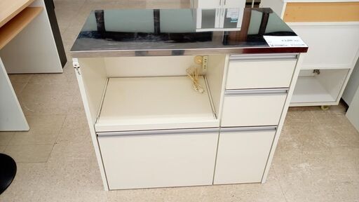 ★ジモティ割あり★  レンジ台 白 H85×D45.5×W90.5 クリーニング済み TJ8598