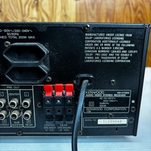s0918606 動作未確認 KENWOOD KR-V7060 スピーカー2点付き オーディオ ビデオ ステレオ レシーバー 120V