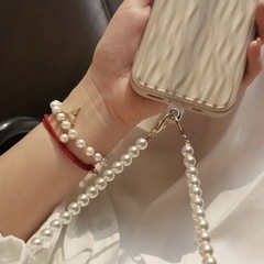 ほぼ新品✨パール携帯ストラップ　スマホストラップ　携帯ショルダー  落下防止の画像