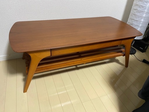 木製ローテーブル収納付き