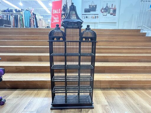 家具 生活家具 鳥かご風収納飾り棚　ブラック