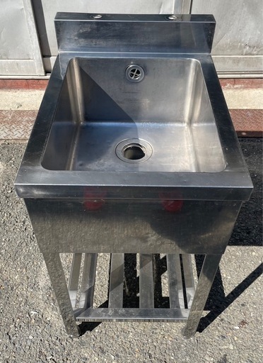 業務用 1槽シンク 幅450×奥600×高さ800+130(mm) BG付き バックガード付き 一層シンク 一層 1層 一槽 厨房機材 厨房機器 店舗用品 大阪