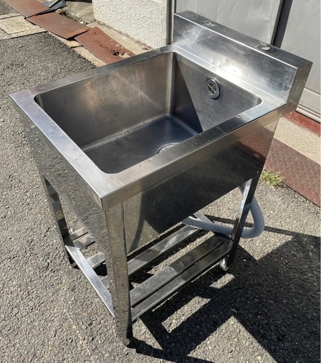 業務用 1槽シンク 幅450×奥600×高さ800+130(mm) BG付き バックガード付き 一層シンク 一層 1層 一槽 厨房機材
