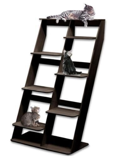 【未使用未開封】ottostyle.jp キャットシェルフ ワイド 【ダークウォールナット】 インテリア調 猫タワー おしゃれ 運動 棚 立てかけ 据え置き
