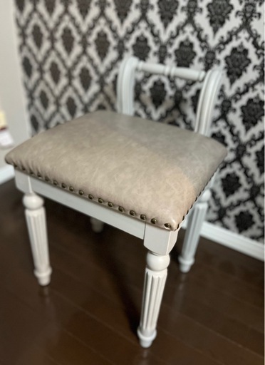 【美品】スツール 椅子 ドレッサーチェア スツール ミラーナ 高さ43cm 木製 猫脚 （ チェア 椅子 イス デスク 