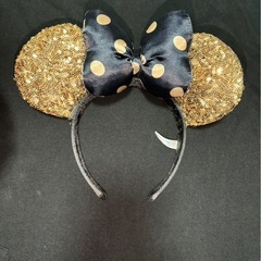 ミニー カチューシャ スパンコール ゴールド×ブラック 東京ディ...