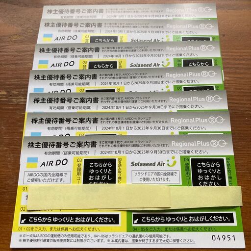 株主優待券　Air Do Solaseed Air