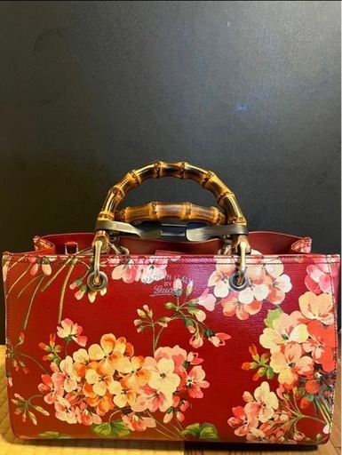 GUCCI バンブー ブルームス 花柄 2WAY ショルダー ハンドバッグ 赤 GUCCI バンブー ブルームス 花柄 2WAY ショルダー ハンドバッグ 赤