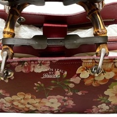 GUCCI  バンブー ブルームス 花柄 2WAY ショルダー ハンドバッグ 赤 ハンドバッグ  トートバッグ 本革 和装バッグ の画像