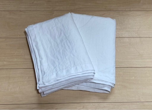 近江麻ラミー晒しホワイトダブルサイズシーツ 250x180 2枚