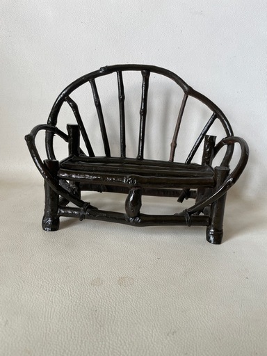 ドールチェア 籐椅子 ラタンチェア ベンチソファー 2人掛用 手作り ビスクドール ネオブライス 1/6 中古品