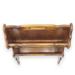24Y628 ジA 【値下げ】カリモク マガジンラック 2段 籐 木製 レトロ 家具 中古品の画像