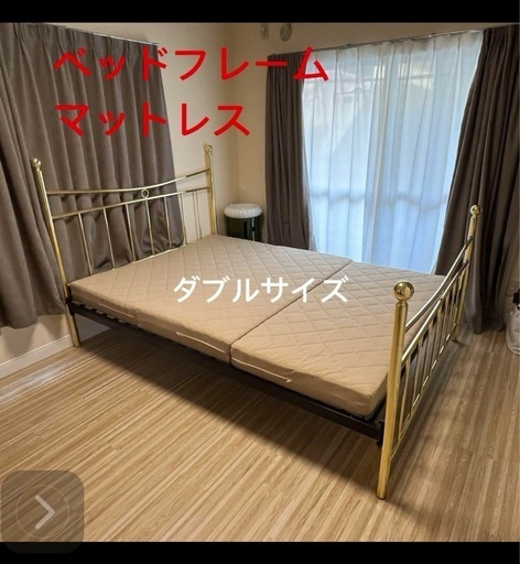 ダブルベッドフレーム+マットレスセット 22日限定成田市富里市酒々井町
