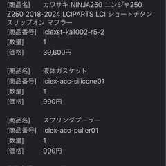 “値下げしました”LCIPARTS Ninja250 Z2502018-2024 ショートチタンスリップオンマフラーの画像