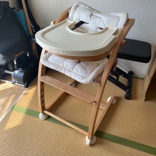 【値引き・最終】farska (ファルスカ) スクロールチェアプラス 3点セット (ベージュ×シープホルン) 木製 ベビーチェア バウンサー