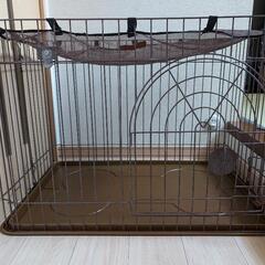 犬ペットケージ　飛び出し防止ネット付き　折りたたみ可能