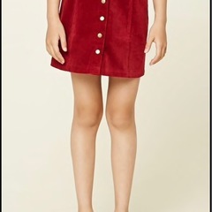 FOREVER21 Girls コーデュロイフロントボタンスカート バーガンディ 新品 1点の画像