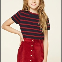 FOREVER21 Girls コーデュロイフロントボタンスカート バーガンディ 新品 1点の画像